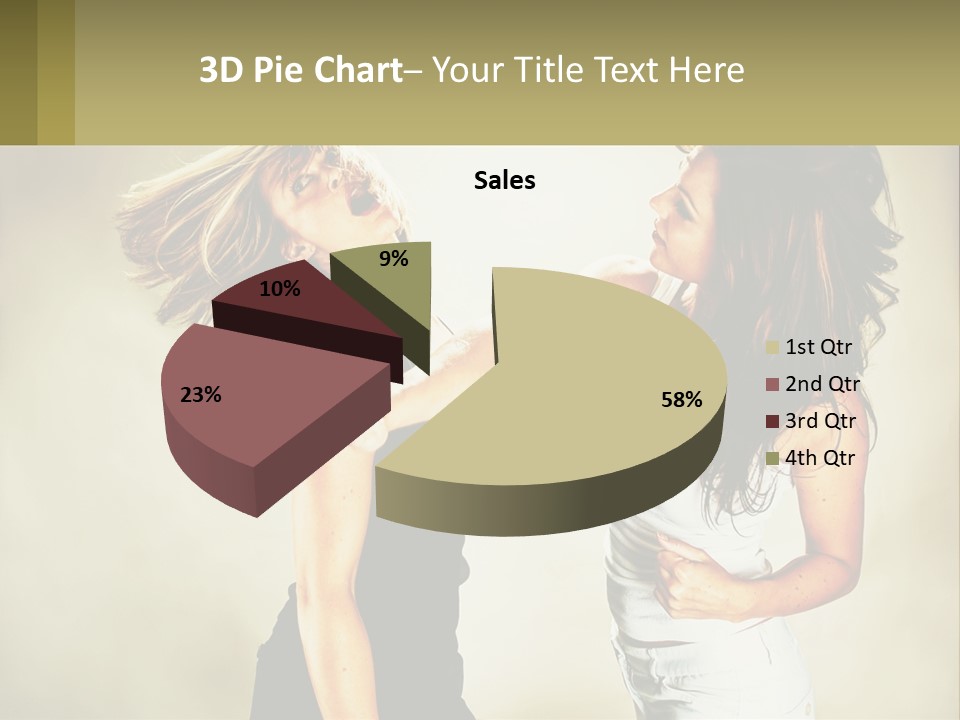 Two Young Women Fighting Over A White Background PowerPoint Template