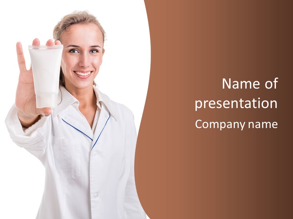 A Woman In A White Shirt Holding A Glass Of Milk PowerPoint Template