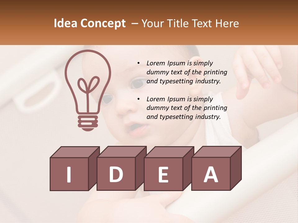 A Baby In A Crib With A Name Of Presentation PowerPoint Template