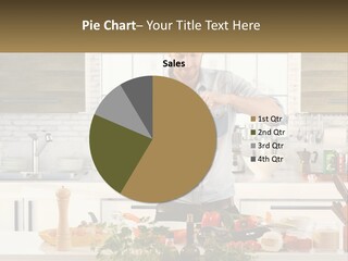 A Man Is Preparing A Salad In The Kitchen PowerPoint Template