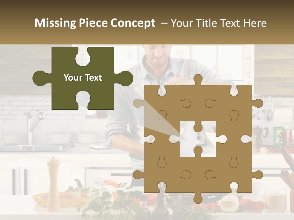 A Man Is Preparing A Salad In The Kitchen PowerPoint Template