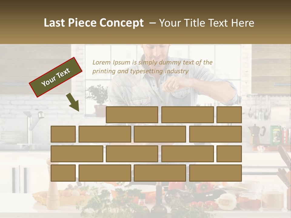 A Man Is Preparing A Salad In The Kitchen PowerPoint Template