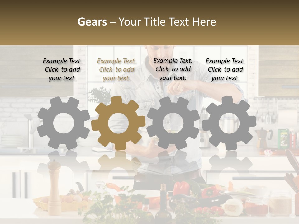 A Man Is Preparing A Salad In The Kitchen PowerPoint Template