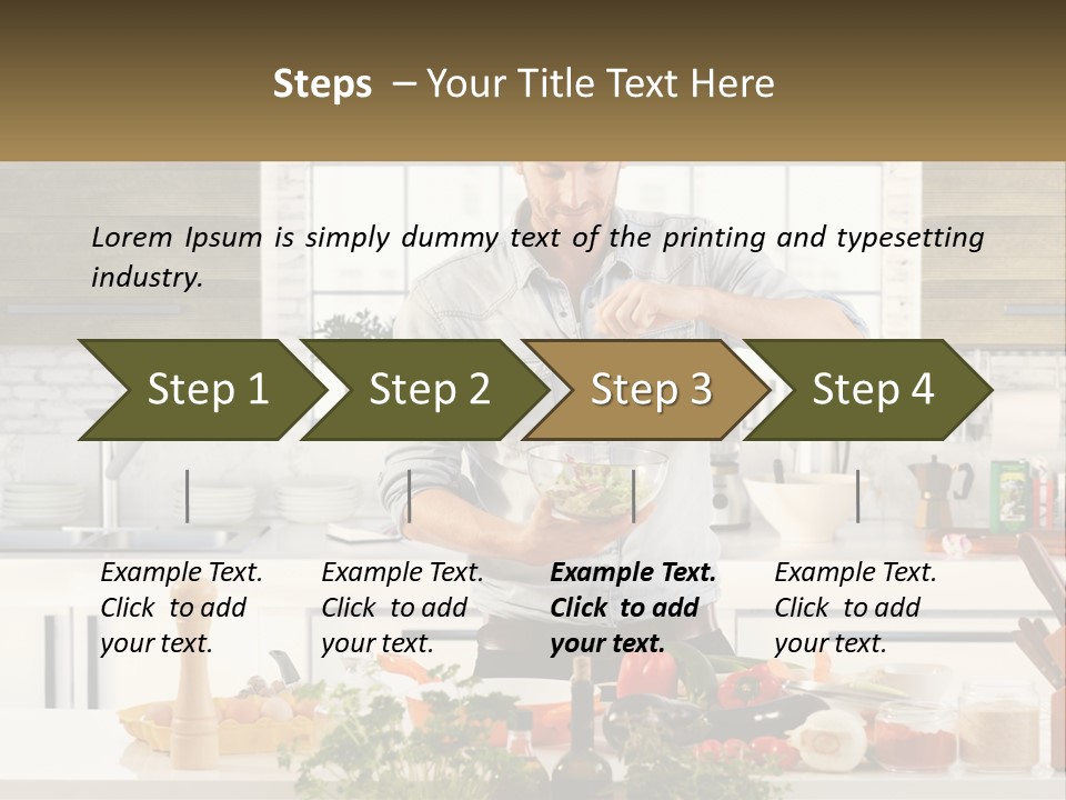 A Man Is Preparing A Salad In The Kitchen PowerPoint Template