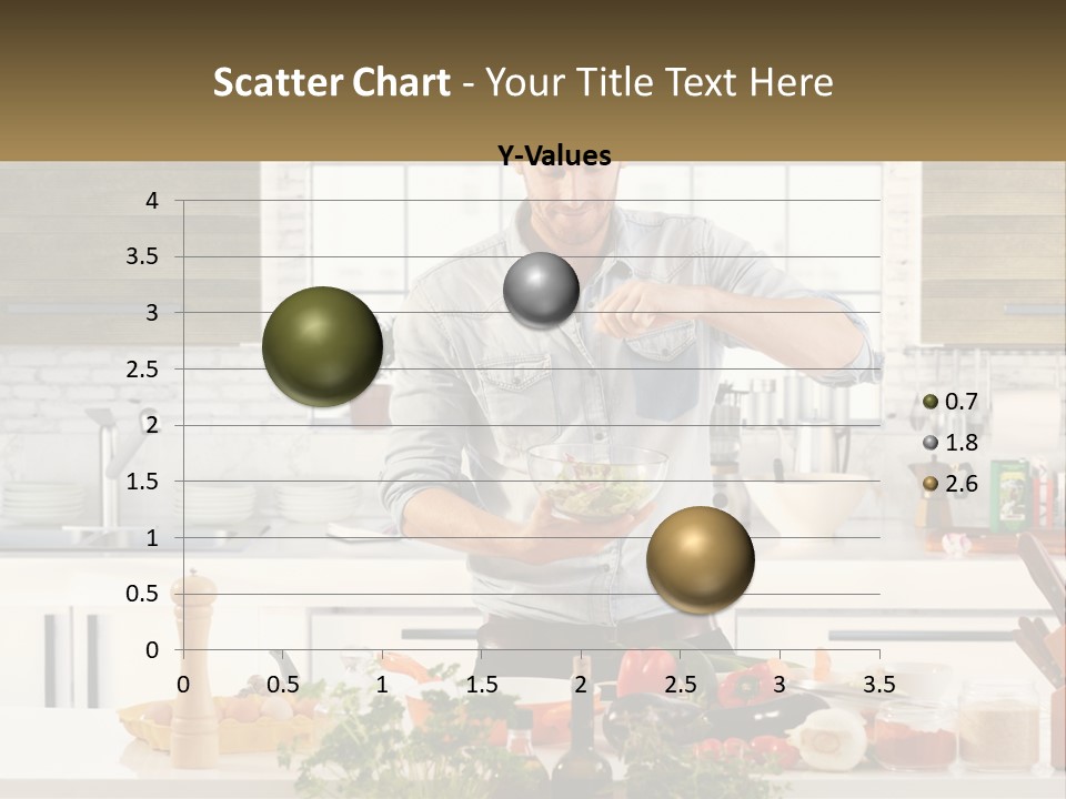 A Man Is Preparing A Salad In The Kitchen PowerPoint Template