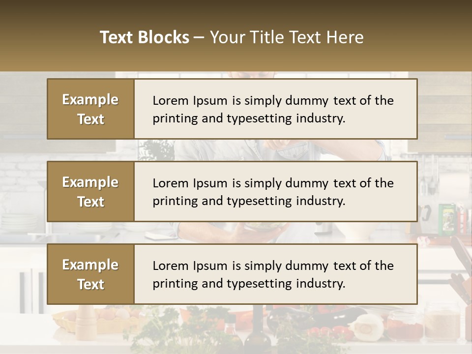 A Man Is Preparing A Salad In The Kitchen PowerPoint Template