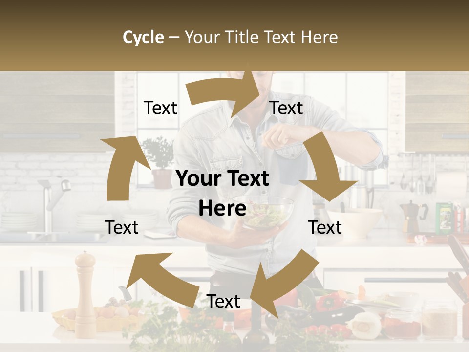 A Man Is Preparing A Salad In The Kitchen PowerPoint Template