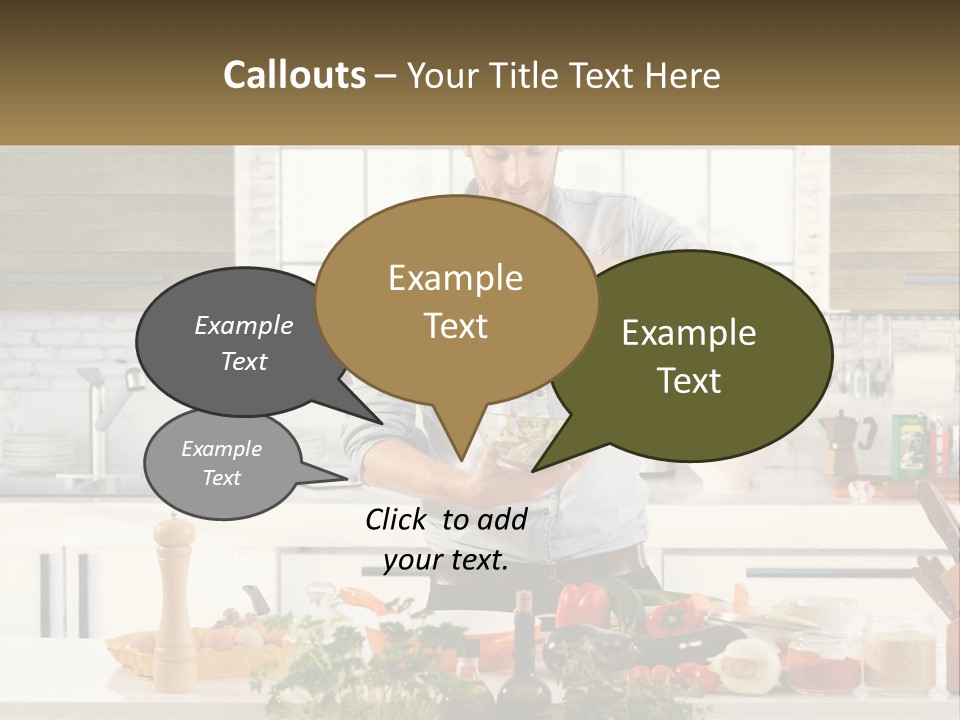 A Man Is Preparing A Salad In The Kitchen PowerPoint Template