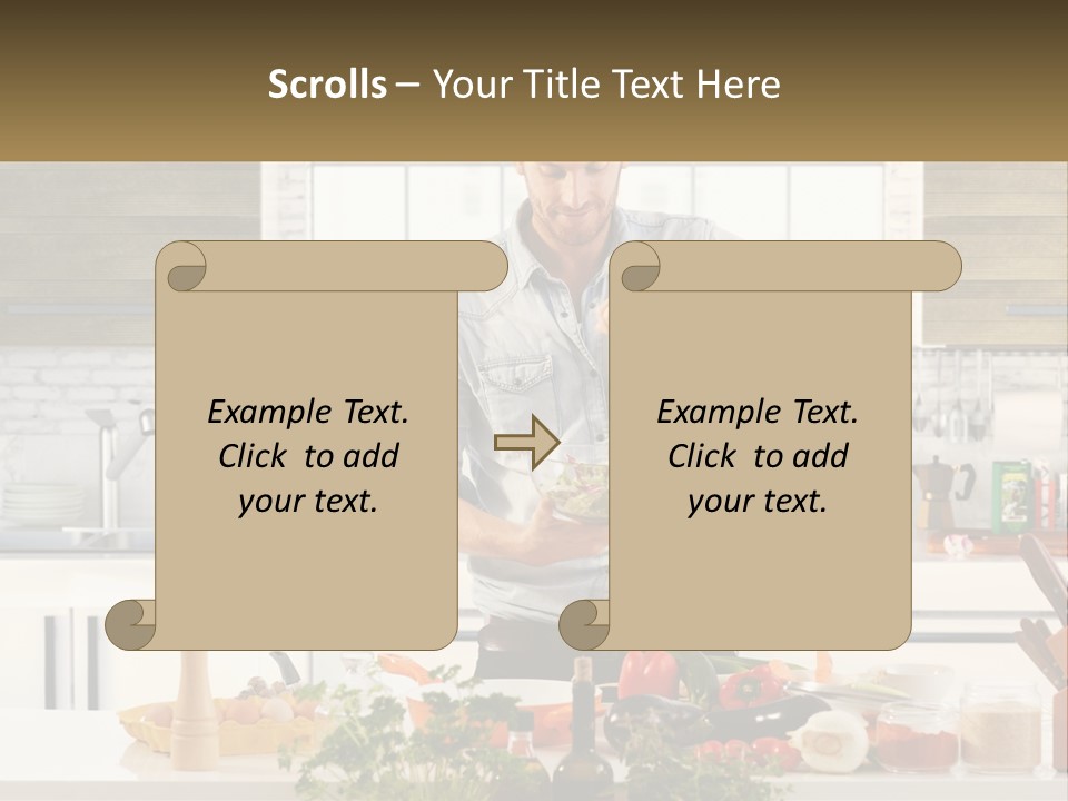 A Man Is Preparing A Salad In The Kitchen PowerPoint Template