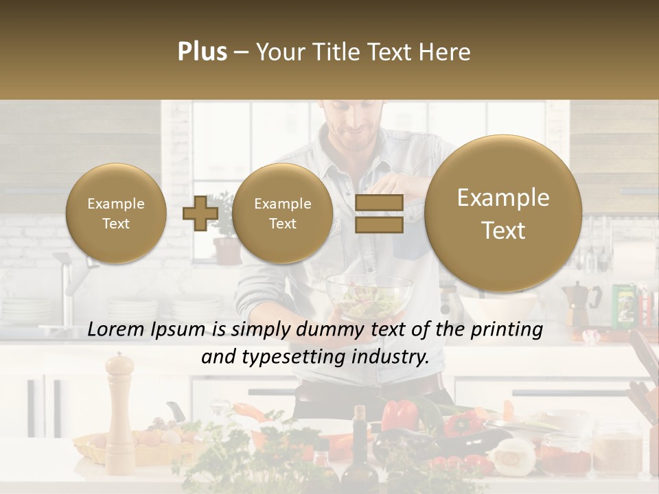A Man Is Preparing A Salad In The Kitchen PowerPoint Template