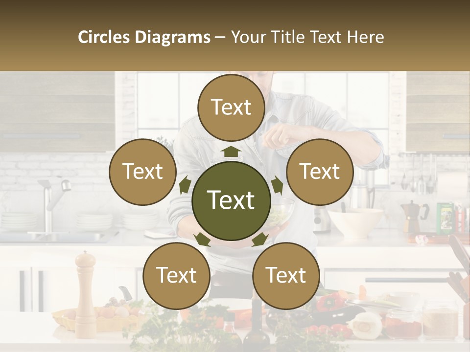 A Man Is Preparing A Salad In The Kitchen PowerPoint Template