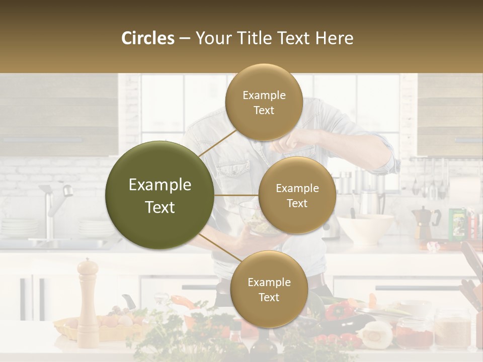 A Man Is Preparing A Salad In The Kitchen PowerPoint Template