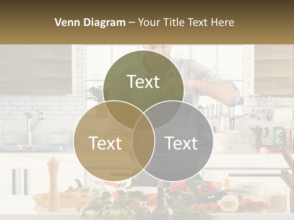 A Man Is Preparing A Salad In The Kitchen PowerPoint Template