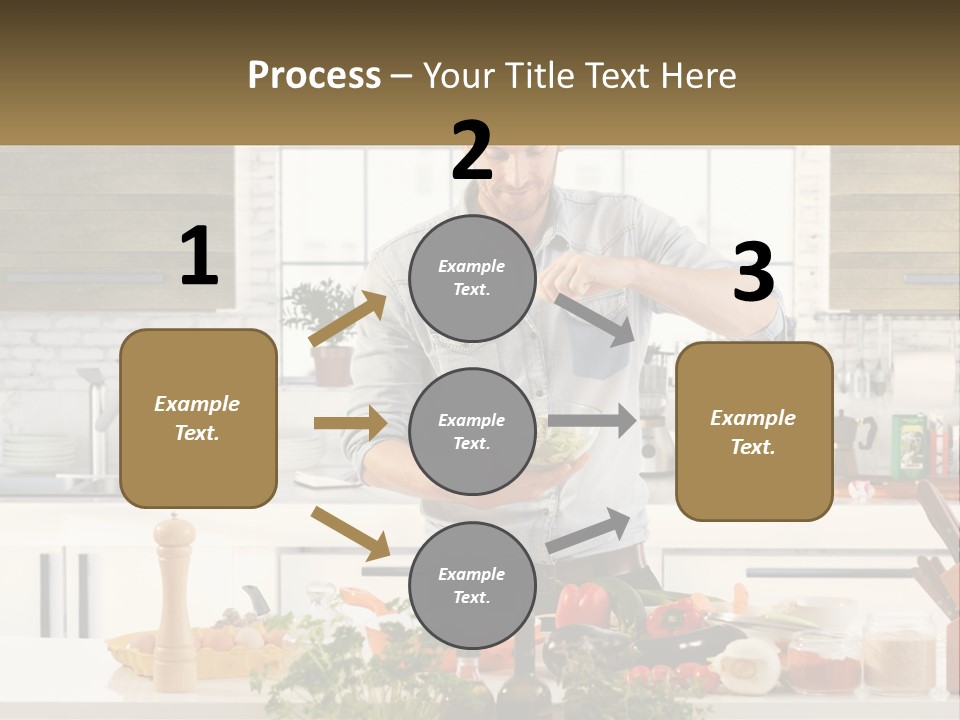 A Man Is Preparing A Salad In The Kitchen PowerPoint Template