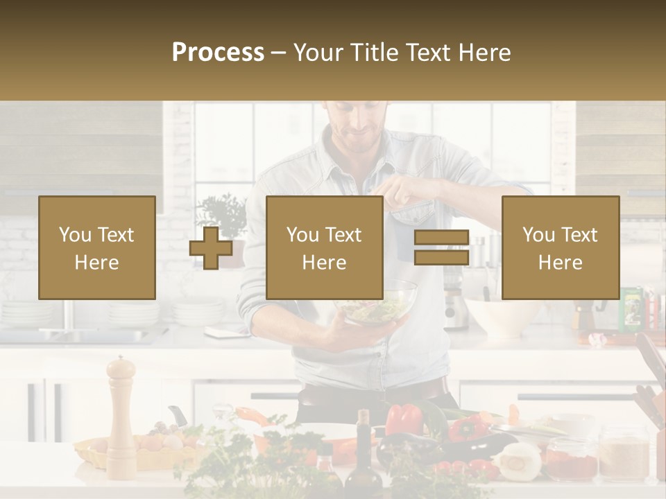 A Man Is Preparing A Salad In The Kitchen PowerPoint Template