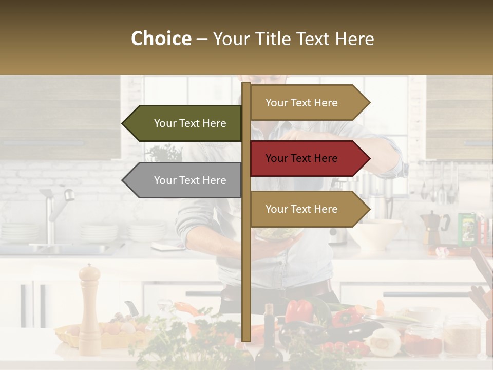 A Man Is Preparing A Salad In The Kitchen PowerPoint Template