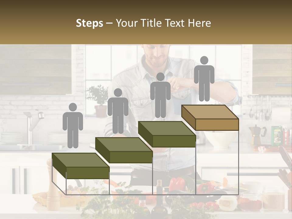 A Man Is Preparing A Salad In The Kitchen PowerPoint Template