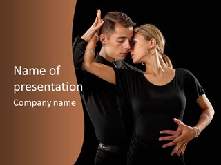 A Man And A Woman Kissing In Front Of A Black Background PowerPoint Template
