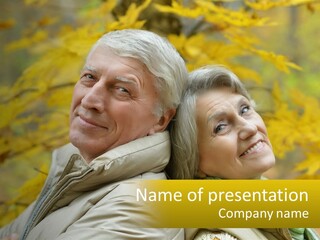 A Man And Woman Are Smiling For The Camera PowerPoint Template