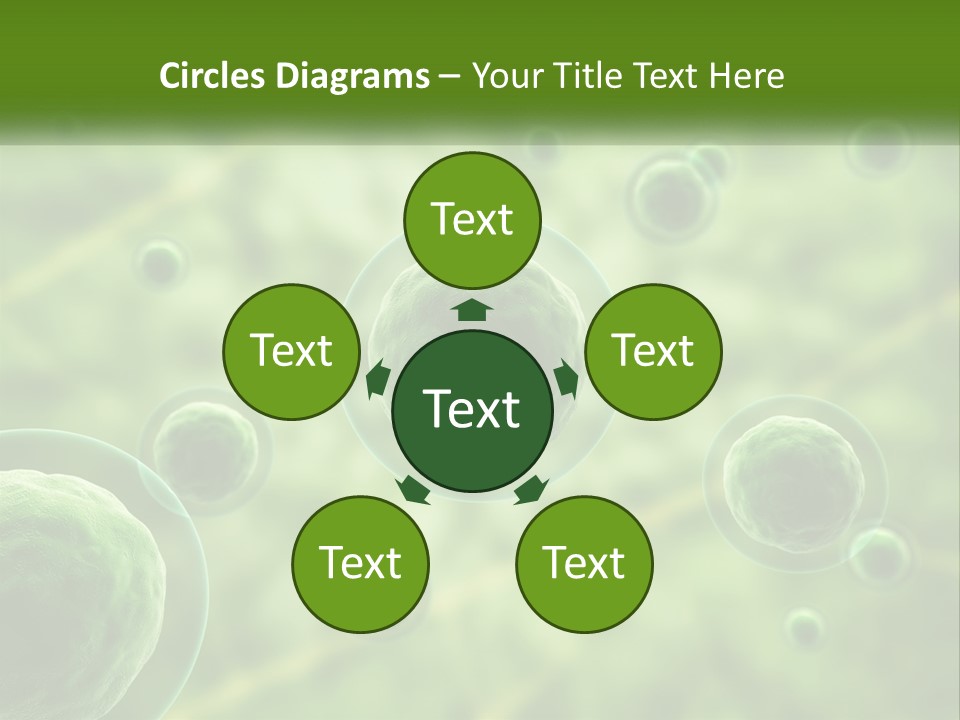 A Group Of Green Bubbles With A Green Background PowerPoint Template