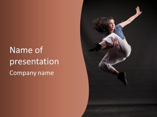 A Woman Jumping In The Air With Her Arms Outstretched PowerPoint Template