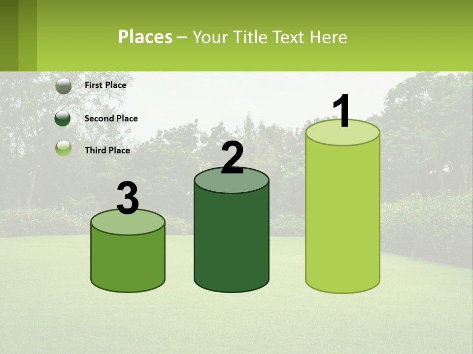 A Green Lawn With Bushes And Trees In The Background PowerPoint Template