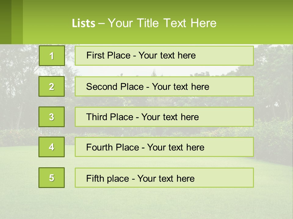 A Green Lawn With Bushes And Trees In The Background PowerPoint Template