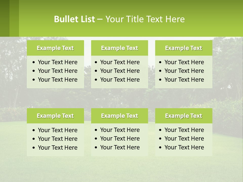 A Green Lawn With Bushes And Trees In The Background PowerPoint Template