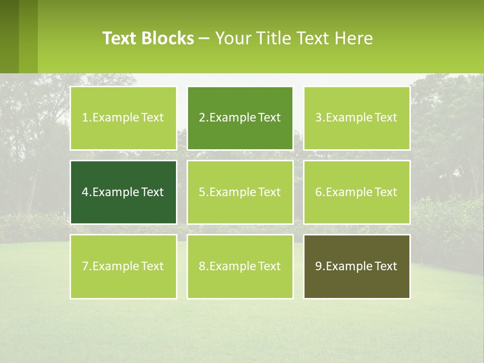 A Green Lawn With Bushes And Trees In The Background PowerPoint Template
