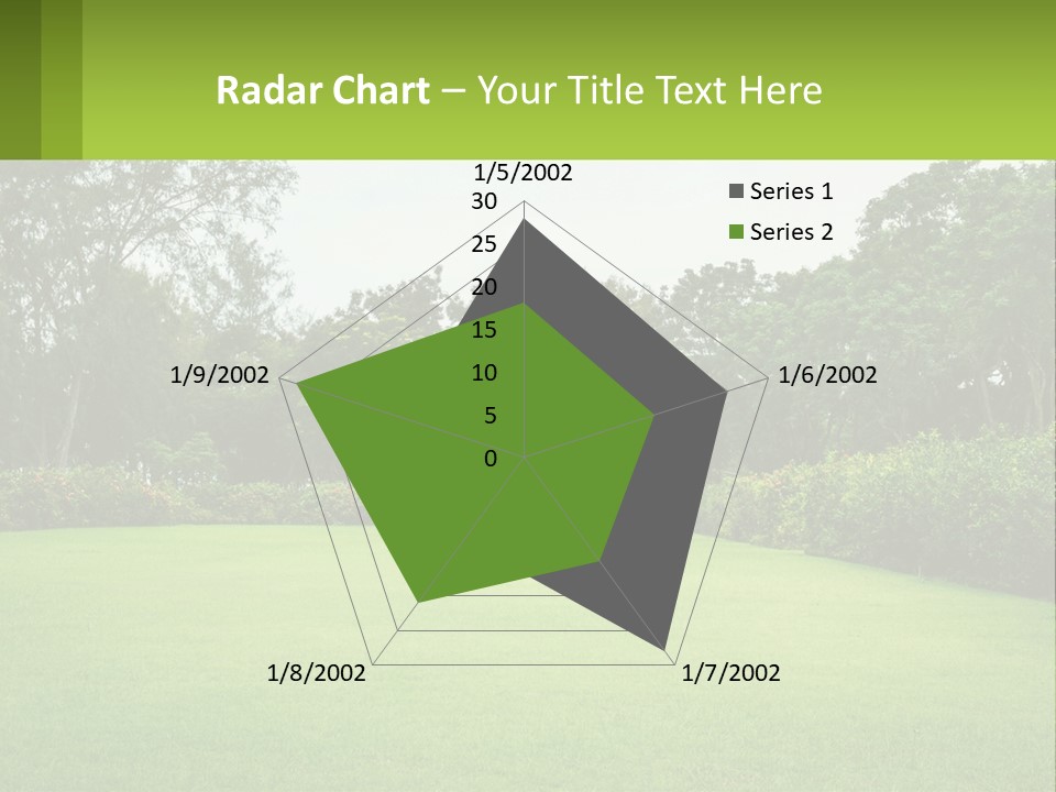 A Green Lawn With Bushes And Trees In The Background PowerPoint Template