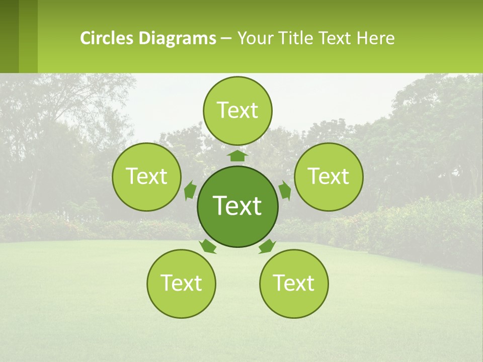 A Green Lawn With Bushes And Trees In The Background PowerPoint Template