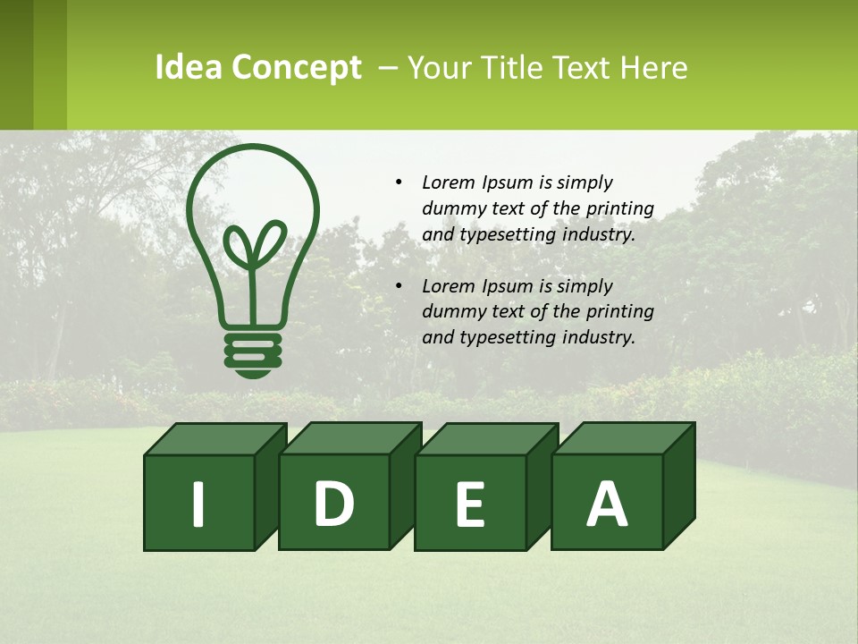A Green Lawn With Bushes And Trees In The Background PowerPoint Template