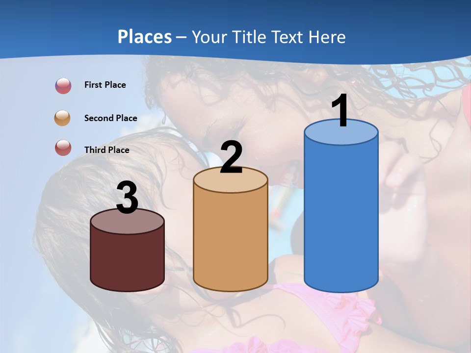 Two Little Girls In A Pink Swimsuit Playing In A Pool PowerPoint Template