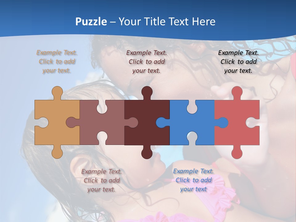 Two Little Girls In A Pink Swimsuit Playing In A Pool PowerPoint Template