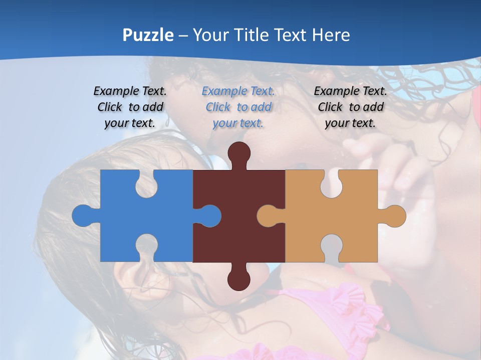 Two Little Girls In A Pink Swimsuit Playing In A Pool PowerPoint Template