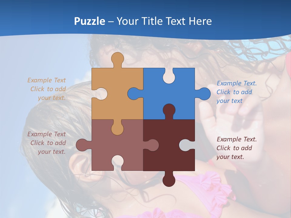 Two Little Girls In A Pink Swimsuit Playing In A Pool PowerPoint Template