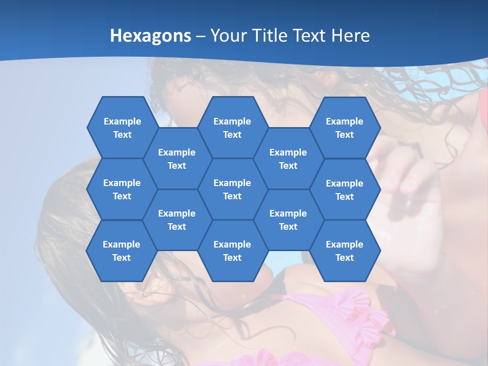 Two Little Girls In A Pink Swimsuit Playing In A Pool PowerPoint Template