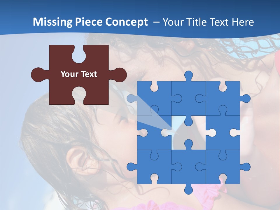 Two Little Girls In A Pink Swimsuit Playing In A Pool PowerPoint Template