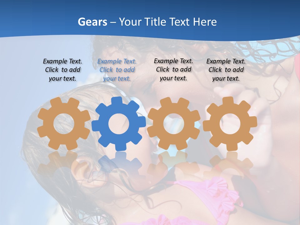 Two Little Girls In A Pink Swimsuit Playing In A Pool PowerPoint Template