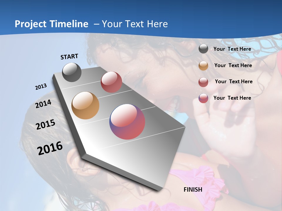 Two Little Girls In A Pink Swimsuit Playing In A Pool PowerPoint Template