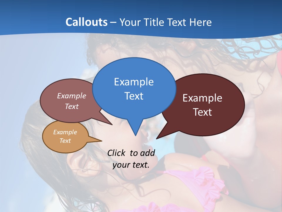 Two Little Girls In A Pink Swimsuit Playing In A Pool PowerPoint Template