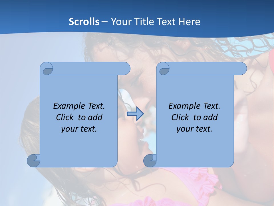 Two Little Girls In A Pink Swimsuit Playing In A Pool PowerPoint Template