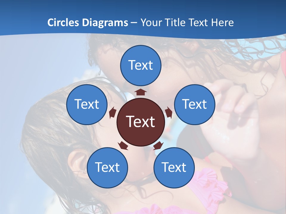 Two Little Girls In A Pink Swimsuit Playing In A Pool PowerPoint Template