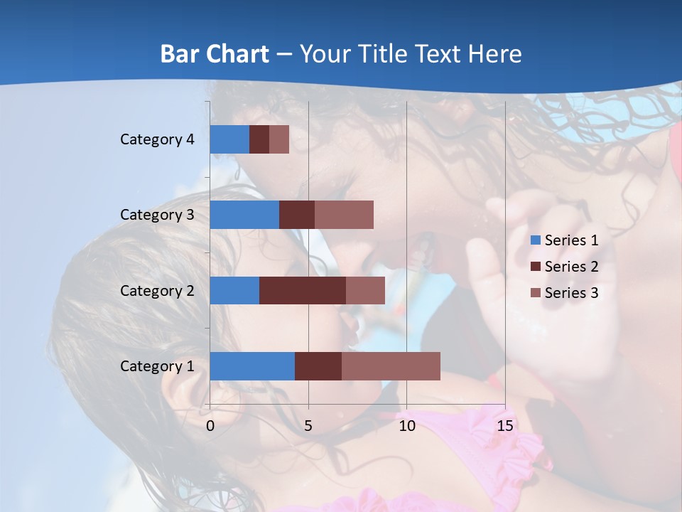 Two Little Girls In A Pink Swimsuit Playing In A Pool PowerPoint Template