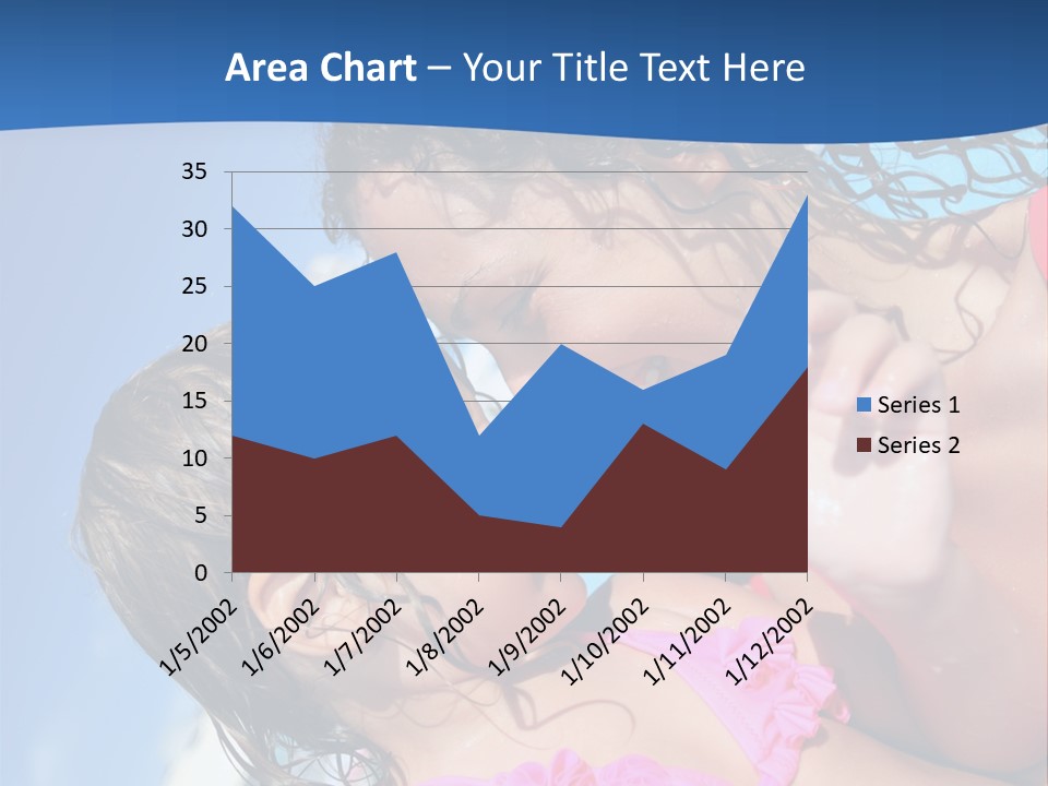 Two Little Girls In A Pink Swimsuit Playing In A Pool PowerPoint Template