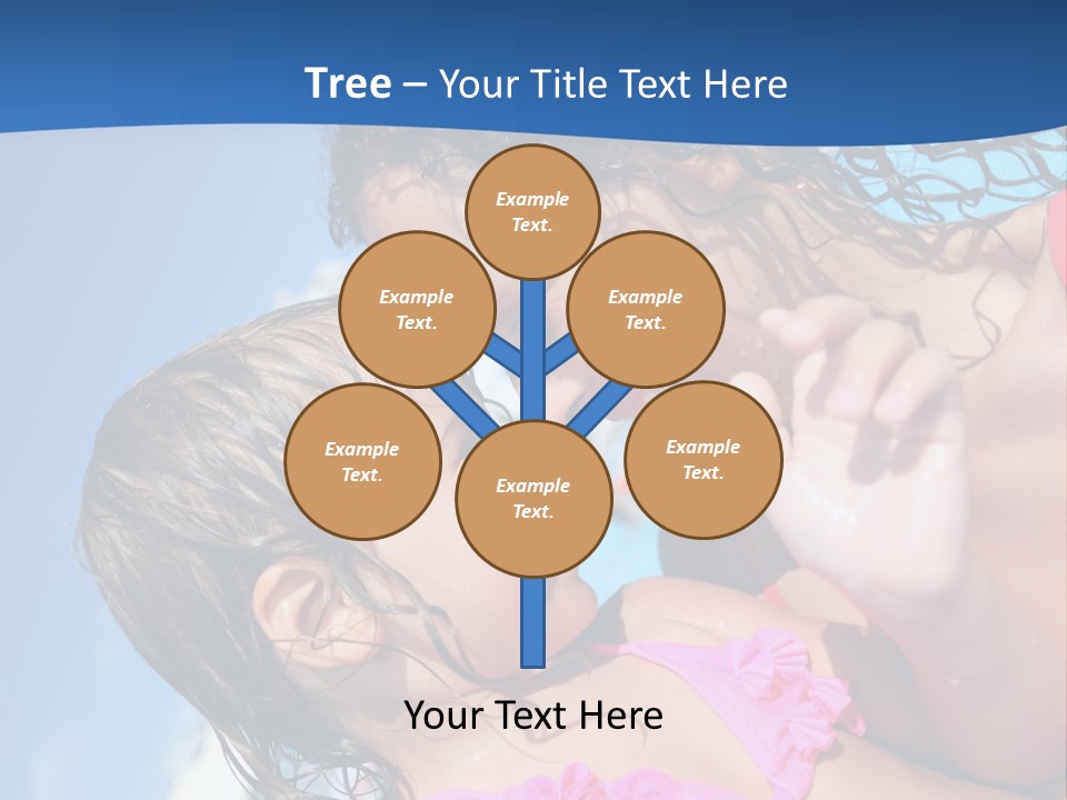 Two Little Girls In A Pink Swimsuit Playing In A Pool PowerPoint Template