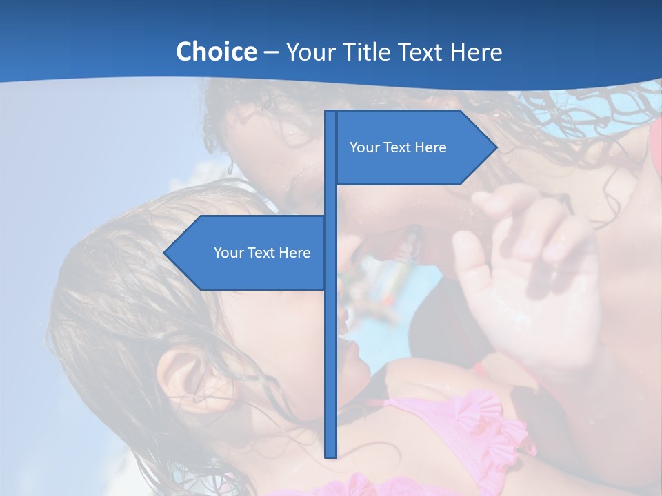 Two Little Girls In A Pink Swimsuit Playing In A Pool PowerPoint Template