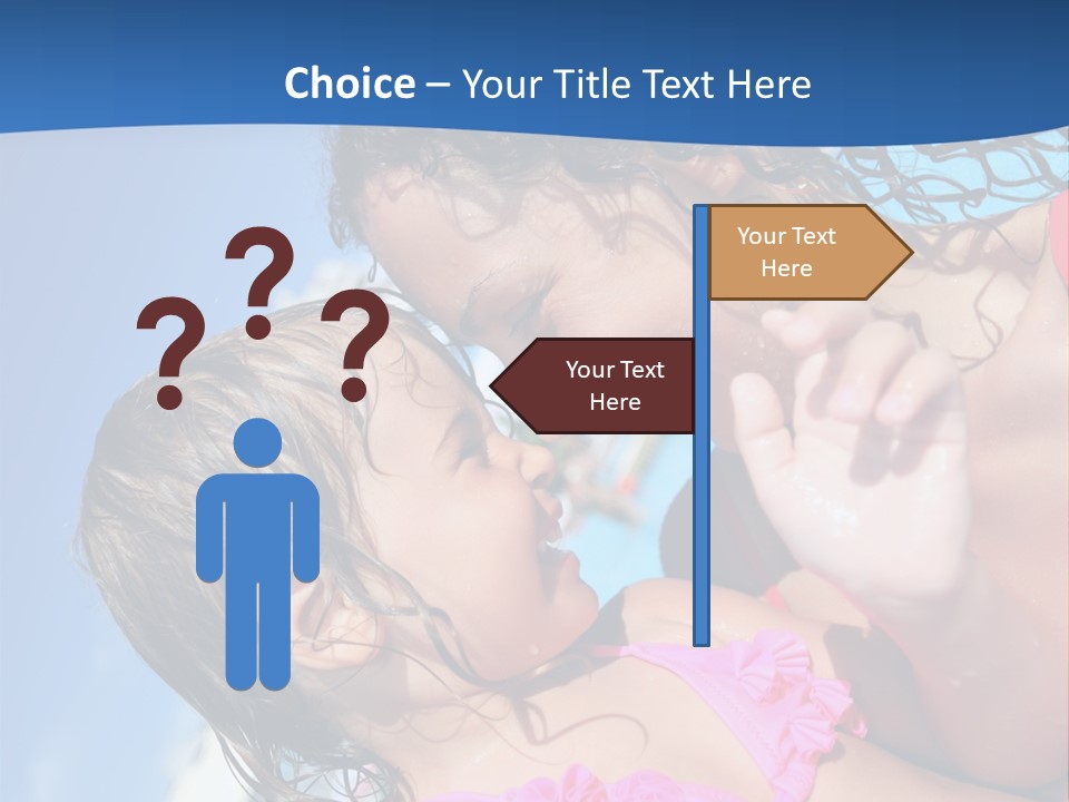 Two Little Girls In A Pink Swimsuit Playing In A Pool PowerPoint Template