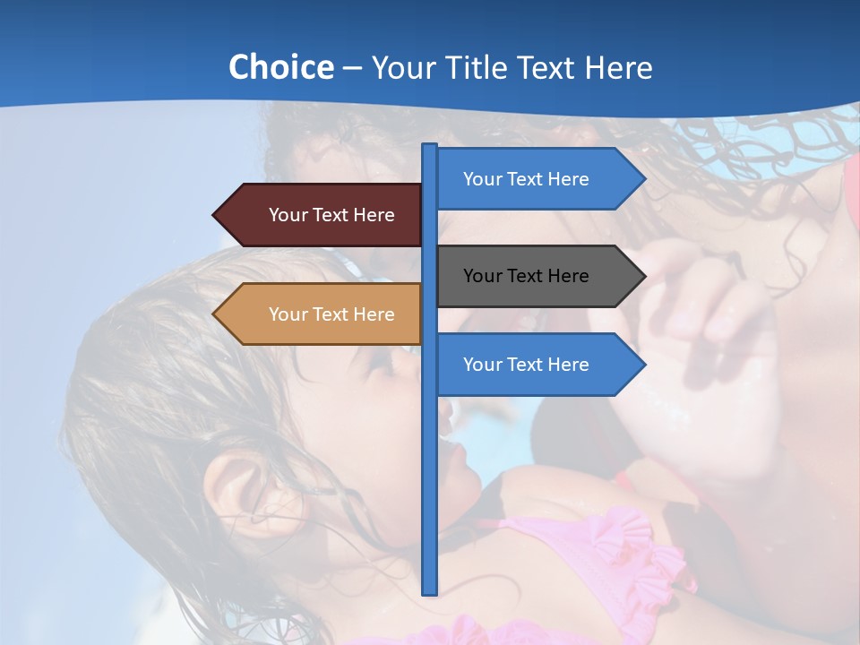 Two Little Girls In A Pink Swimsuit Playing In A Pool PowerPoint Template