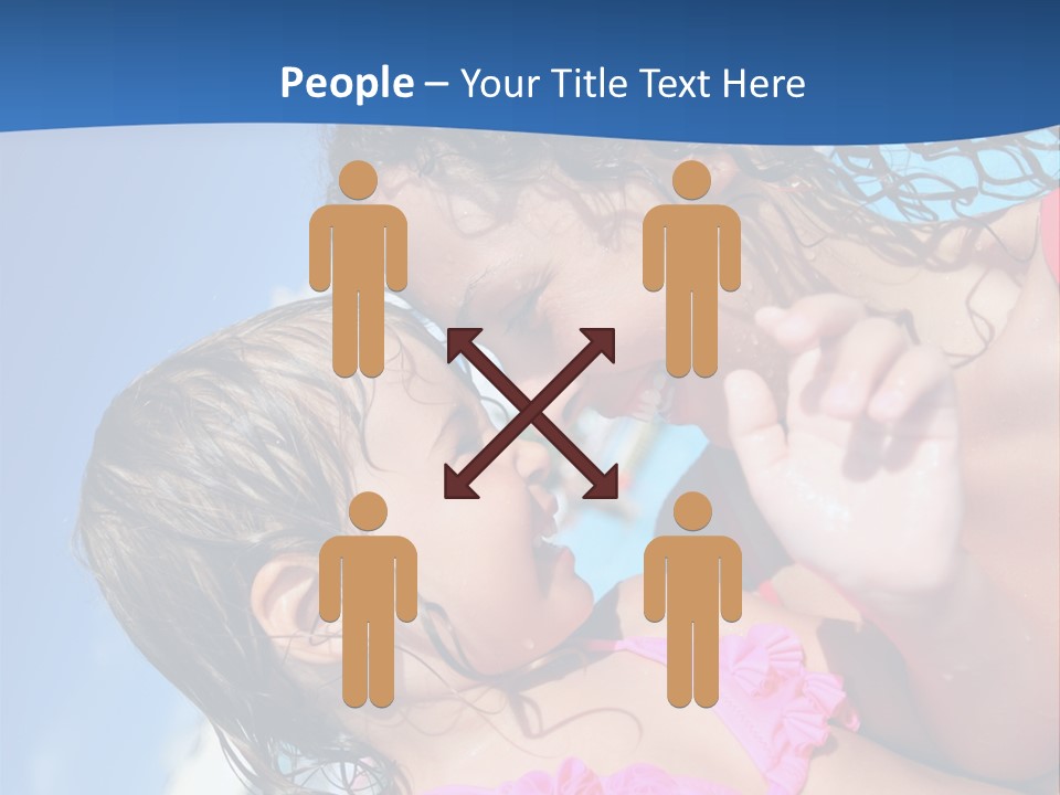 Two Little Girls In A Pink Swimsuit Playing In A Pool PowerPoint Template